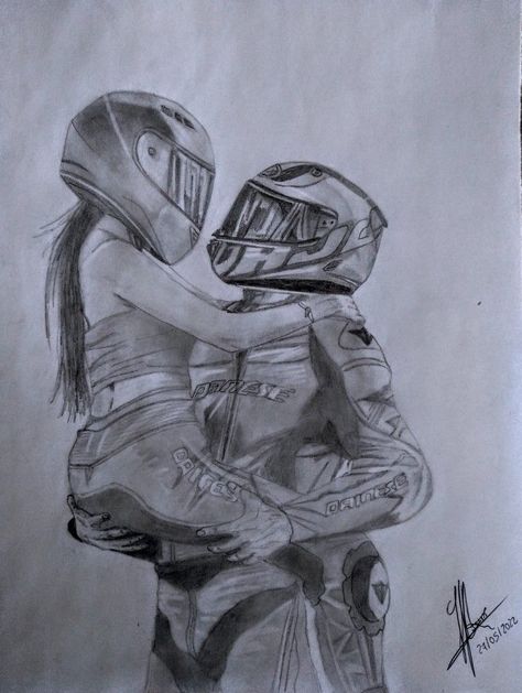 People Hugging, Pencil Drawing, Pencil