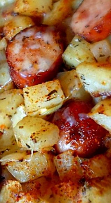 Oven Roasted Smoked Sausage And Potatoes, German Sausage And Potatoes, Recipes Smoked Sausage, Roasted Smoked Sausage And Potatoes, Smoked Sausage And Potatoes, Smoked Sausage And Potato Recipe, Potassium Recipes, Potatoes Dishes, Sausage And Potato Bake