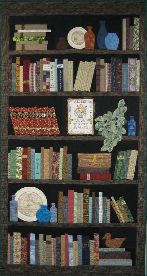 bookshelf quilt Bookshelf Quilt Ideas, Book Shelf Quilt Pattern Free, Bookshelf Quilt Pattern Free, Book Quilt Pattern, Bookcase Quilt Pattern, Library Quilts, Bookshelf Quilts, Bookcase Quilts, Book Quilts