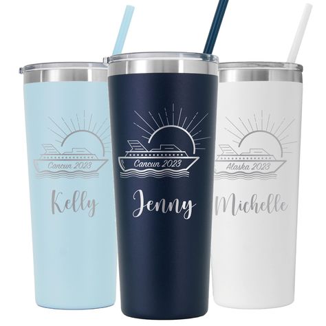 Laser Engraving Ideas Tumbler, Family Cruise Cups Tumblers, Laser Engraved Tumblers, Laser Tumbler Designs, Personalized Tumbler Etching, Tumbler Laser Engraver, Laser Engraved Cheese Board, Laser Engraved Wedding, Laser Engraved Metal