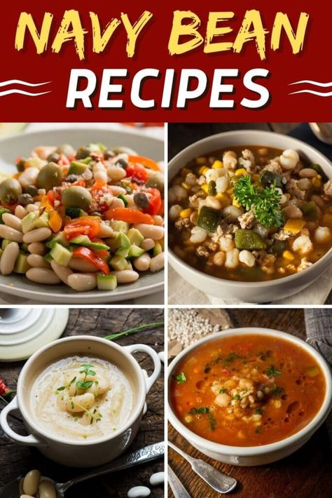 White Navy Bean Recipes, Quick Soak Beans, Navy Bean Recipes, Soak Beans, Suddenly Salad, Navy Bean Soup, Navy Beans, White Bean Chili, Cholesterol Foods