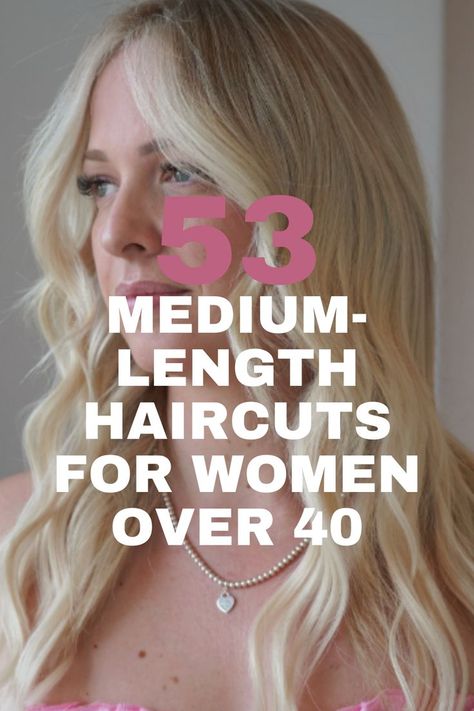 Medium-length blonde hairstyle with loose waves and curtain bangs, styled for a soft and elegant look for women over 40. Bangs On Women, Waves With Curtain Bangs, Haircuts For Women Over 40, Bang Hairstyles, Medium Length Blonde Hair, Bangs Medium Length, Medium Length Blonde, Blonde Hairstyle, Need A Change