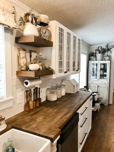 Cottage Core Kitchen, Minwax Stain Colors, Cottagecore Kitchen, Mobile Home Renovations, Manufactured Home Remodel, Diy Kitchen Projects, Mobile Home Decorating, Minwax Stain, Dream Kitchens Design