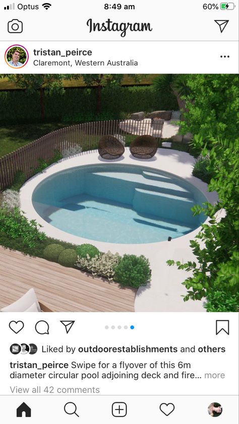 Round In Ground Pool, Round Swimming Pool Ideas, Circular Swimming Pool, Circle Pool, Round Plunge Pool, Round Jacuzzi Outdoor, Round Jacuzzi, Round Plunge Pool Australia, Pools For Small Yards