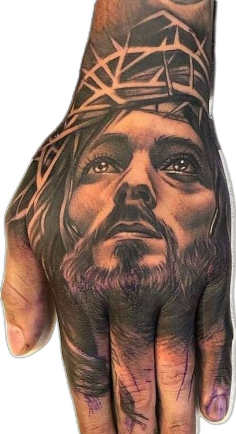 Face On Hand Tattoo, Fist Tattoo Ideas For Men, Virgin Mary Hand Tattoo, Fist Tattoo, Jesus Christ Face, Half Sleeve Tattoos For Guys, Religious Tattoos, Small Hand Tattoos, Graffiti Cartoons