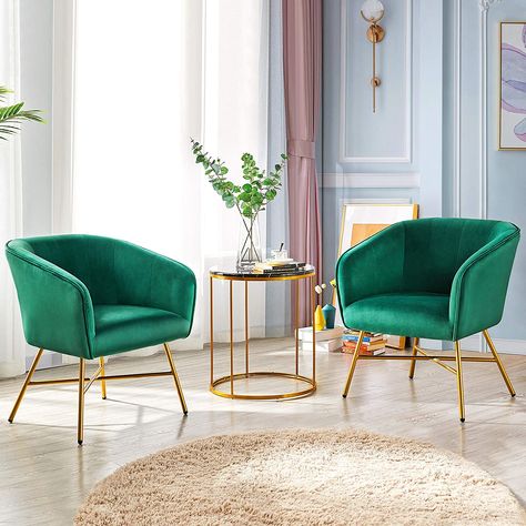 Room Makeup, Green Living Room Decor, Velvet Living Room, Salon Suites, Upholstered Accent Chairs, Contemporary Chairs, Modern Accent Chair, Living Room Green, Leisure Chair