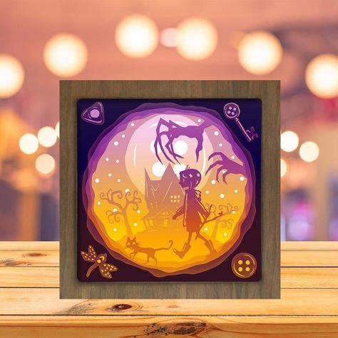 Coraline Button, Window Mural, Winter Christmas Scenes, Box File, Cut Out Art, Light Boxes, Shadow Box Art, 3d Shadow Box, File Box