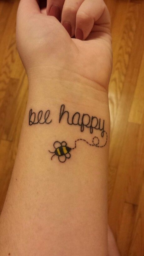 Bee Bee Happy Tattoo, Bee Tattoo Meaning, Happy Tattoo, Honey Bee Tattoo, Bee Tattoos, Happiness Tattoo, Bumble Bee Tattoo, Tattoos Pinterest, Tattoo Ideas Easy