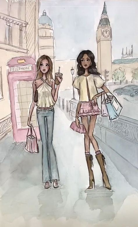 London Aesthetic Drawing, Draw Me Like One Of Your French, Emmzonn Art, Vogue Drawing, Posters Girly, Girly Posters, French Drawings, London Street Fashion, London Outfit Ideas