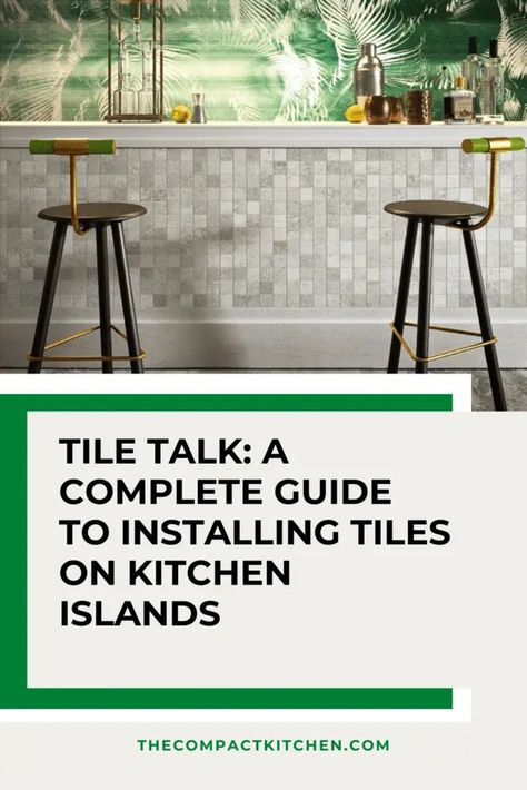 Tile Talk: A Complete Guide to Installing Tiles on Kitchen Islands - The Compact Kitchen Tiles Island Kitchen, Under Island Wall Ideas Tile, Tile Kitchen Island Base, Tile Under Kitchen Island, Tile On Kitchen Island, Dark Walnut Kitchen Cabinets, Kitchen Island Base, Walnut Kitchen Cabinets, Kitchen Island Cabinets