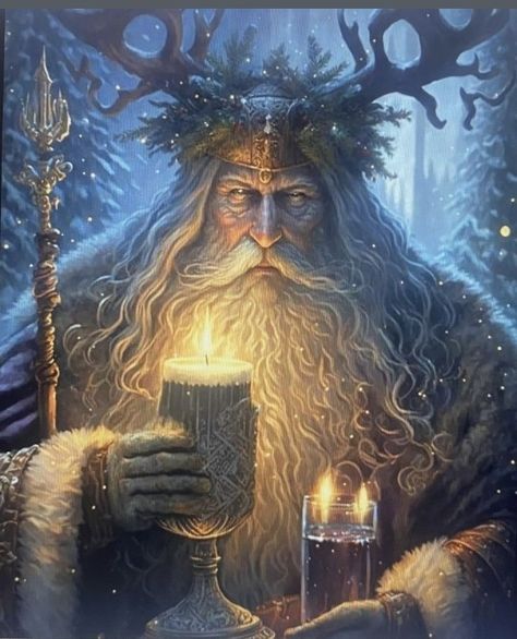 Fantasy Christmas Art, Christmas Fantasy Art, Viking Santa, Happy Yule, Viking Christmas, Holly King, Wiccan Sabbats, Santa Claus Images, Santa Art