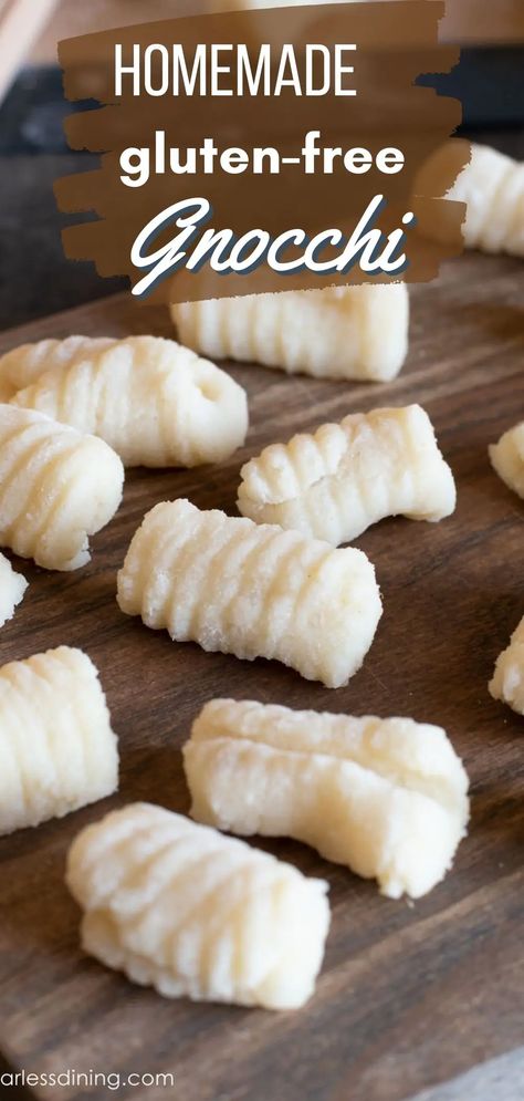 Whether you are an Italian newbie or an experienced gluten free cook, you are going to love this easy homemade gluten free gnocchi recipe! You can slather this fluffy pillow-like pasta in many different sauces for an easy dinner. This is made with simple ingredients, potatoes, flour, egg, and salt. Gluten Free Gnocchi Recipes, Gluten Free Italian Recipes, Homemade Gluten Free Pasta, Gluten Free Ravioli, Different Sauces, Gnocchi Recipes Homemade, Gluten Free Gnocchi, Gluten Free Italian, Gnocchi Recipe