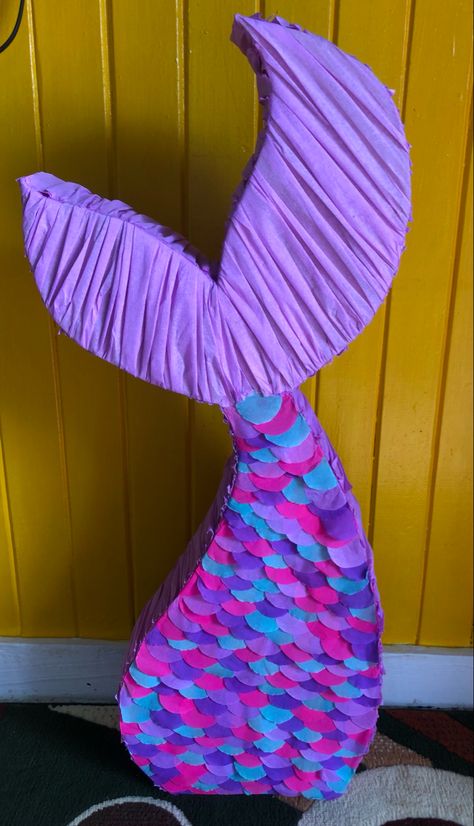 Mermaid Tail Pinata, Paper Mache Pinata, Moana Birthday Decorations, Mermaid Pinata, Mermaid Birthday Party Food, Ariel Birthday Party, Mermaid Birthday Decorations, Mermaid Birthday Party Decorations, Mermaid Theme Birthday Party