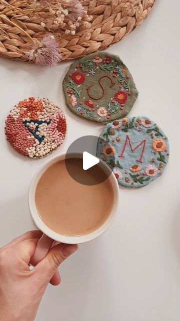 Sanita Pretkalnina on Instagram: "It is time for me to pick one of these (very!) roughly made coasters and make a proper one, so I can eventually maybe make some kits and digital instructions.🌸☕️

#moodygreenembroidery #handembroidery #modernembroidery #broderie #coasters #etsy #personalizedgifts" Coaster Embroidery, Modern Embroidery, Pick One, Hand Embroidery, Coasters, Personalized Gifts, I Can, Embroidery, Canning