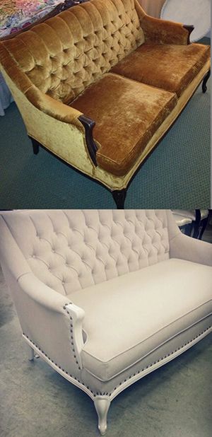 Surrey Upholstery chose our Breton #13 Linen to reupholster this vintage sofa. http://www.maxwellfabrics.com/p/BK3013 Reupholster Sofa, Reupholster Couch, French Provincial Sofa, Antique Couch, Easy Diy Furniture, Reupholster Chair Dining, Sofa Makeover, Paint Upholstery, Reupholster Chair