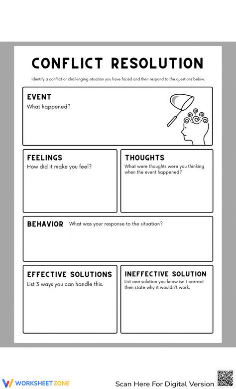 When a problem arises, it's critical to peacefully resolve it while taking into account all relevant factors. With our conflict resolution worksheet for middle school, teachers or parents can easily teach their students/kids about conflict resolution skills. Solution Focused School Counseling, Family Therapy Activities Communication Conflict Resolution, How To Resolve Conflict, Communication Worksheets For Teens, Teen Social Skills Activities, Conflict Management Activities, Middle School Therapy Activities, Conflict Resolution Activities For Kids, Impulse Control Activities For Teens