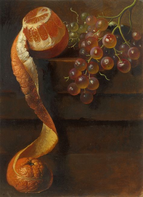 Still life, with wonderful unfurled orange peel, by Dutch still-life specialist Albertus Steenbergen. (Image source: Rijksmuseum) Peeled Orange, Dutch Still Life, Bunch Of Grapes, Grape Bunch, Foto Art, Old Paintings, Still Life Art, Arte Popular, Classical Art