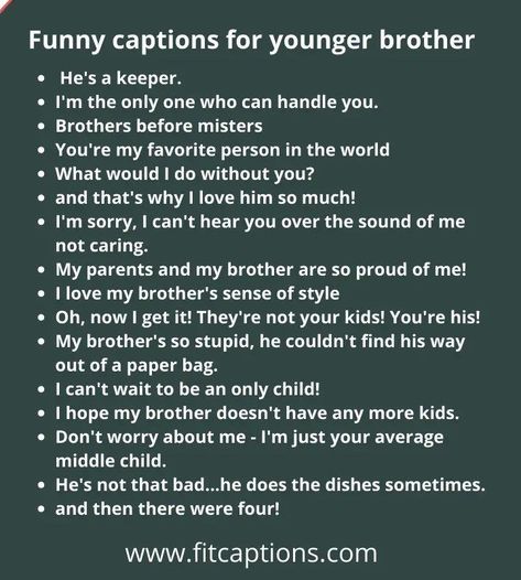 Brother Captions Instagram Short, Brother Captions Instagram, Captions Instagram Short, Brother Caption, Sister Captions For Instagram, Birthday Brother Funny, Youre My Favorite Person, Wedding Captions For Instagram, Brother Humor