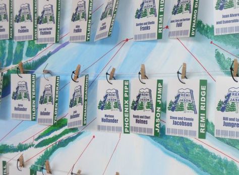 Ski Lift Ticket Escort Cards by Party Favorites for a winter themed B'nai Mitzvah celebration | placecards/seating charts | Pinterest | Ski Lift Tickets, ... Ski Lift Ticket, Ski Places, Ski Lodge Party, Ski Inspiration, Copenhagen Wedding, Snow Lodge, Ski Bar, Bar Mitzvah Themes, Ski Wedding