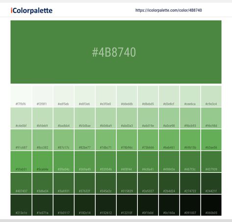 Color space information #4b8740 | Pantone 17-0145 Tpx Online Lime. Similar Pantone Color name Information, Color Schemes, Light / Darkshades, Tones, Similar Colors , Preview the color and download Photoshop swatch and solid color background image Pantone Color Book, Space Information, Summer Color Palettes, Pantone Color Chart, Hexadecimal Color, Pantone Palette, Code Color, Hex Color, Beige Color Palette