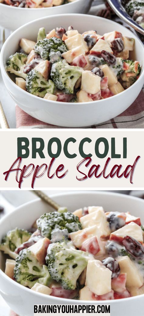 Broccoli Apple Salad | Baking You Happier Light Broccoli Salad, Creamy Broccoli Salad Recipe, Creamy Broccoli Salad, Delicious Broccoli, Grilled Foods, Easy Broccoli, Deat Note, Creamy Broccoli, Popular Side Dishes