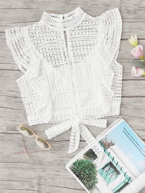 7949e456002b28988d38185bd30e77fddesc35733577ri Stylish Travel Outfit, Myanmar Dress Design, Outfit Trends, Crochet Blouse, Crochet Crop Top, White Crochet, Lace Tops, Crochet Dress, Cute Fashion