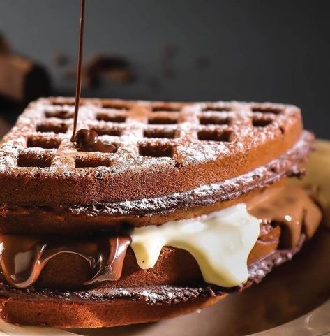 Nutella Waffles, Chocolate Waffles, Party Dessert Table, Chocolate Nutella, Belgian Waffles, Triple Chocolate, Party Desserts, Guilty Pleasures, Dessert Table