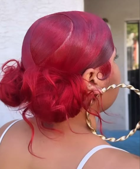 2 Space Buns, Red Updo, Red Hairstyles, Teenage Hairstyles, Girly Hairstyles, Silk Press Natural Hair, Cute Hair Colors, Girly Outfit, Bun Styles