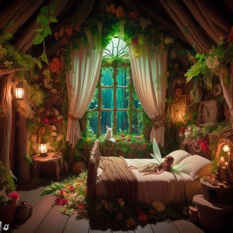 Fairy Forest Room, Fairy Tale Room, Cottagecore Bedrooms, Forest Room Decor, Fairycore Room, Fairy Bed, Dream Dorm Room, Fairy Tale Cottage, Forest Room