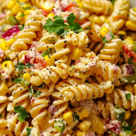 Mexican Street Corn Pasta Salad Air Fryer Mexican Street Corn, Corn Flavors, Air Fryer Mexican, Mexican Street Corn Pasta Salad, Mexican Street Corn Pasta, Street Corn Pasta Salad, Street Corn Pasta, Corn Pasta Salad, Charred Corn