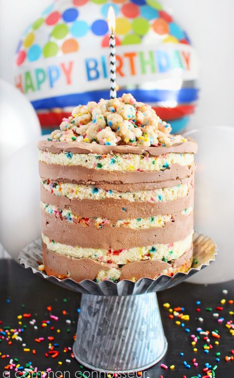 Milk Bar Cake, Yellow Cake With Chocolate Frosting, Funfetti Birthday Cake, Funfetti Birthday, His Birthday Cake, Chocolate Swiss Meringue Buttercream, Cake With Chocolate Frosting, Rainbow Cakes, Buttermilk Cake