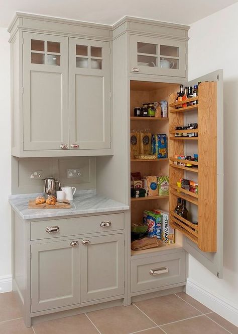 Turn your traditional #kitchen #cabinet into a built-in pantry. Maximize your storage space while keeping down the clutter. | Kitchen Storage Ideas: Maximizing Space with 25 Smart Small Pantries #kitchenideas #kitchencabinet #storage #storageideas #kitchenstorage #builtinpantry #kitchenpantry #kitchenorganization Traditional Kitchen Cabinet, Desain Pantry Dapur, Organiser Cucina, Traditional Kitchen Cabinets, Desain Pantry, Kabinet Dapur, Small Kitchen Storage, Small Pantry, Kitchen Pantry Design