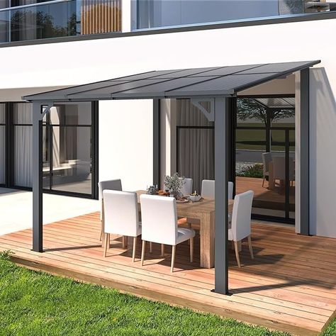 Amazon.com : AECOJOY 8' x 8' Gazebo for Patio, Small Wall-Mounted Lean to Gazebo Pergola with Roof (64 Sq.Ft Shaded) on Clearance, Hard Top Heavy Duty Awnings for Decks, Backyard and More : Patio, Lawn & Garden Lean To Gazebo, Patio Decks, Wall Mounted Pergola, Aluminum Patio Covers, Metal Awning, Hardtop Gazebo, Gazebo Canopy, Aluminum Pergola, Relaxing Outdoors