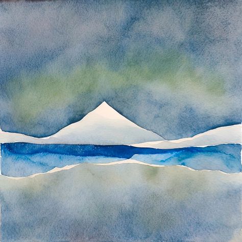 Abstract Painting - Iceberg Mountain Landscape In Watercolor Painting Style - Cold Neutral Winter Colors by Abstract Factory Winter Colors, Mountain Landscape, Painting Style, Abstract Landscape, Watercolor Paintings, Abstract Painting, Color