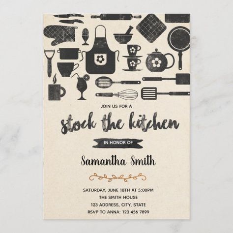 Stock The Kitchen Bridal Shower Invitation #zazzle #weddinginvitations #birthdayinvitations #babyshowerinvitations #zazzleinvitations #monogram #businesscards #graduation #homedecor Kitchen Shower Invitations, Kitchen Bridal Shower, Rustic Bridal, Bridal Shower Rustic, Couple Shower, Invitation Sizes, Bridal Shower Invitation, Zazzle Invitations, Valentine Day Cards