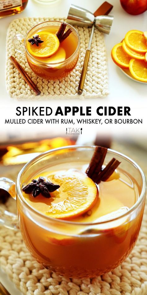 Spiked Apple Cider Whiskey, Spike Hot Apple Cider, Spiked Rum Apple Cider, Mulled Spiked Apple Cider, Hot Apple Cider Whiskey Cocktail, Thanksgiving Cider Spiked, Spiked Apple Cider Bourbon, Hot Toddy Recipe Whiskey Apple Cider, Spiked Cider Crockpot