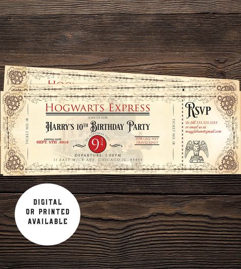 Free FREE Printable Hogwarts Express Ticket Invitation Template Harry Potter Ticket, Harry Potter Motto Party, Harry Potter Party Invitations, Hogwarts Express Ticket, Harry Potter Weihnachten, Harry Potter Birthday Invitations, Hogwarts Train, Harry Potter Invitations, Harry Potter Train