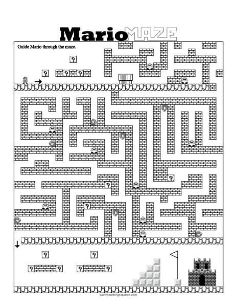 Help guide Mario through the maze to get to the end of the level in this fun Super Mario Maze Workhseet. Mario Activity Sheets, Super Mario Free, Popular Video Games, Square Character, Maze Games For Kids, Homeschool Curriculum Planning, Super Mario Coloring Pages, Room Activities, Super Mario Bros Birthday Party