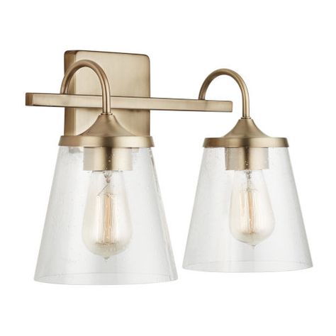 Capital Lighting Fixture Company Aged Brass Two Light Bath Vanity With Clear Seeded Glass 139122ad 496 | Bellacor Brass Vanity Light, Brass Vanity, Capital Lighting Fixture, Capital Lighting, Bathroom Sconces, Vanity Lights, Guest Bathrooms, Bath Vanity Lighting, Bath Bar