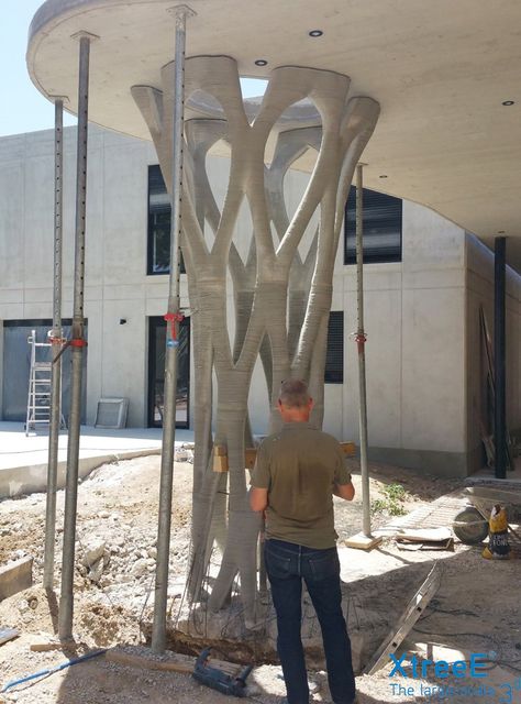 Gallery of This Complex Concrete Column Was Made Using 3D-Printed Formwork - 10 3d Printed Concrete House, Concrete Printing, 3d Printed Building, House Columns, 3d Printed House, Printed Concrete, Concrete Formwork, 3d Printing Architecture, Concrete Column