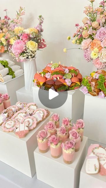 371K views · 30K likes | C&T | Catering on Instagram: "Baby shower spread 🌸✨ 
•
• 
•
#babyshower #pink #florals #weddingstyle" Creative Catering, Flower Theme, July 18th, Instagram Baby, Wedding Styles, Baby Shower, Cheese, Shower, Flowers