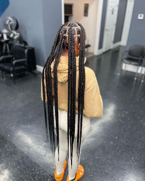 Jumbo Long Braids, Extra Large Knotless Box Braids, Long Jumbo Box Braids, 6 Jumbo Box Braids, Long Jumbo Braids, Large Box Braids, Braiding Hairstyles, Quick Braids, Braid Videos