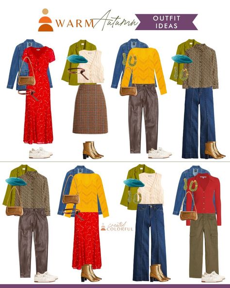 Fall 2023 Capsules by Color Palette — Created Colorful Autumn Fall Outfits, Deep Autumn Palette, Created Colorful, Autumn Color Palette Fashion, Warm Fall Outfits, Deep Autumn Color Palette, Soft Autumn Color Palette, Autumn Color Palette, Colorful Wardrobe