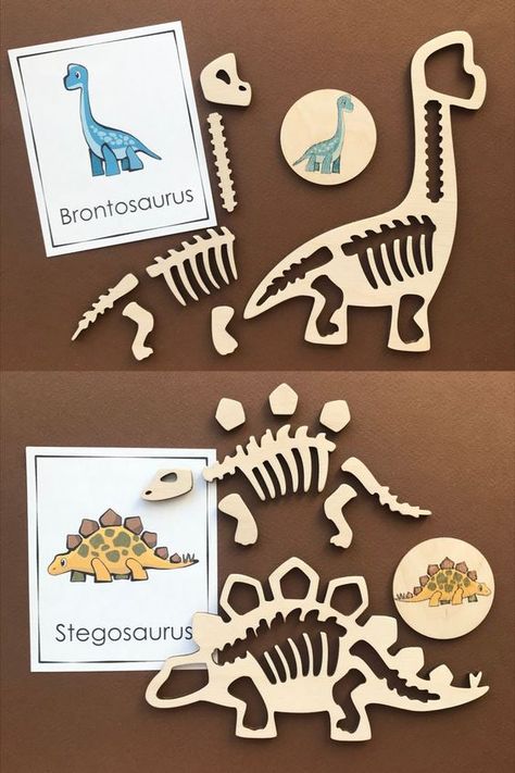 Montessori Puzzles, Diy Play Doh, Playdough Kit, Playdough Kits, Laser Cut Wood Crafts, Jigsaw Puzzles For Kids, Laser Engraved Ideas, Diy Toddler, Dinosaur Bones