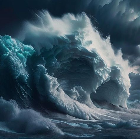 Drawtober 2024, Moses Art, Dark Waves Ocean, Scary Waves Ocean, Huge Ocean Waves, Waves Crashing Against Rocks, Huge Waves, Large Waves, Surfing Huge Waves