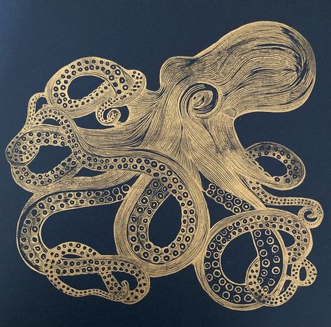 Octopus Drawing, Octopus Tattoo Design, Lino Art, Octopus Print, Octopus Design, Octopus Art, Bird Artwork, Art Prints For Sale, Sgraffito