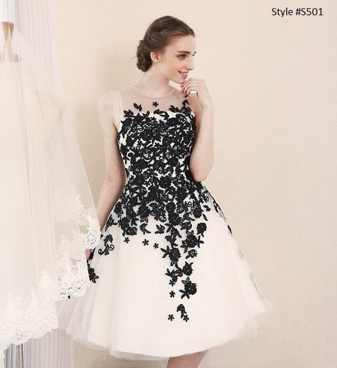 Short black white wedding reception dresses Reception Short Dress, Wedding Dress With Black Accents, Wedding Dress With Black, White Dresses Short, Wedding Dresses Reception, Black And White Wedding Reception, Couture Cocktail Dress, White Wedding Reception, Black And White Dresses