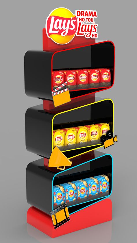 Lays Gondola Product Stand Design, Gondola Design, Horse Drawing Tutorial, Pos Design, Pos Display, 3d Concept, Counter Display, Exhibition Booth Design, Point Of Purchase