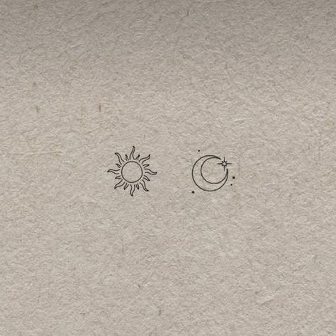 Lil Sun Tattoo, Small Moon And Sun Tattoo Designs, Tattoo Ideas Female Spots, Dainty Tattoo Inspiration, Roomate Tattoo Idea, Jakob Ingebrigtsen Tattoo, Sun Snd Moon Matching Tattoos, Dime Sized Tattoos, Sun And Mood Matching Tattoos