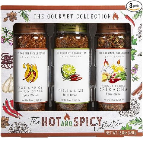 Amazon.com : The Gourmet Collection Spices & Seasoning Blends – Hot & Spicy Collection. The Ultimate Sweet & Spicy Seasonings in One Gift Set. Mexican Chili & Lime, Asian Sriracha Seasonings, and Cajun Style Mix : Grocery & Gourmet Food Thai Seasoning, Mexican Chili, Seasoning Blends, Spicy Seasoning, Mexican Spices, Herbs De Provence, Chili Lime, Hot Spicy, Spice Recipes